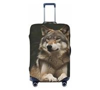 GDSHJKLW Gray Wolf Travel Luggage Cover Suitcase Protector Washable Elastic Suitcase Cover Anti-Scratch Luggage Protector Travel Suitcase Baggage Cover Fits 18-32 Inch Suitcase, Black, M