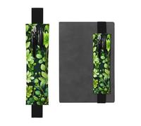 GDSHJKLW Green Floral Elastic Band Pen Holder Detachable Pu Leather Pen Sleeve Pouch Journal Pencil Holder Pencil Case Office Supplies Gift For Hardcover Journals Notebooks Planners