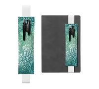 GDSHJKLW Green Sea Blue Seaweed Elastic Band Pen Holder Detachable Pu Leather Pen Sleeve Pouch Journal Pencil Holder Pencil Case Office Supplies Gift For Hardcover Journals Notebooks Planners