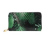 GDSHJKLW Green Snakeskin Women Wallets Leather Zip Around Clutch Purses Waterproof Credit Card Holder With Phone Holder Ladies Travel Coin Purse