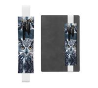 GDSHJKLW Grey And White Owl Elastic Band Pen Holder Detachable Pu Leather Pen Sleeve Pouch Journal Pencil Holder Pencil Case Office Supplies Gift For Hardcover Journals Notebooks Planners