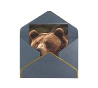 GDSHJKLW Grizzly Bear Greeting Card with Black Envelopes, 4x6 Thinking of You Cards Happy Birthday Wedding Invitation Blank Note Card for All Occasions