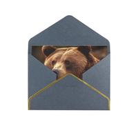 GDSHJKLW Grizzly Bear Greeting Card with Black Envelopes, 4x6 Thinking of You Cards Happy Birthday Wedding Invitation Blank Note Card for All Occasions