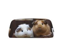 GDSHJKLW Guinea Pigs Leather Pencil Case Large Capacity Pen Pouch,Zipper Makeup Bag For Women Men Travel Toiletry Bags Waterproof Cosmetic Bag Wide-Open Coin Pouch Purse, Silver, One Size