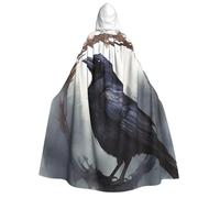 GDSHJKLW Halloween Hooded Cape For Adult Black Crow Full Length Cape Cloak Halloween Christmas Cosplay Costume For Men And Women