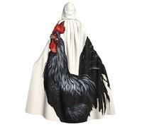 GDSHJKLW Halloween Hooded Cape For Adult Black Rooster Full Length Cape Cloak Halloween Christmas Cosplay Costume For Men And Women