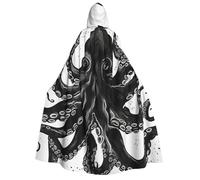 GDSHJKLW Halloween Hooded Cape For Adult Classic Black Octopus Full Length Cape Cloak Halloween Christmas Cosplay Costume For Men And Women