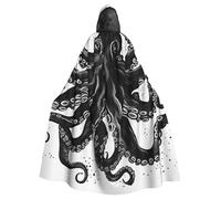 GDSHJKLW Halloween Hooded Cape For Adult Classic Black Octopus Full Length Cape Cloak Halloween Christmas Cosplay Costume For Men And Women