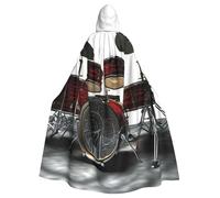 GDSHJKLW Halloween Hooded Cape For Adult Cool Drum Set Full Length Cape Cloak Halloween Christmas Cosplay Costume For Men And Women