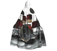 GDSHJKLW Halloween Hooded Cape For Adult Cool Drum Set Full Length Cape Cloak Halloween Christmas Cosplay Costume For Men And Women