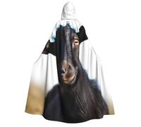 GDSHJKLW Halloween Hooded Cape For Adult Cute Black Goat Animal Full Length Cape Cloak Halloween Christmas Cosplay Costume For Men And Women