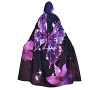 GDSHJKLW Halloween Hooded Cape For Adult Cute Purple Butterfly Full Length Cape Cloak Halloween Christmas Cosplay Costume For Men And Women