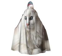GDSHJKLW Halloween Hooded Cape For Adult Cute White Cat Full Length Cape Cloak Halloween Christmas Cosplay Costume For Men And Women