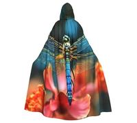 GDSHJKLW Halloween Hooded Cape For Adult Dragonfly On The Flower Full Length Cape Cloak Halloween Christmas Cosplay Costume For Men And Women