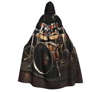 GDSHJKLW Halloween Hooded Cape For Adult Drum Set Full Length Cape Cloak Halloween Christmas Cosplay Costume For Men And Women