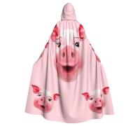 GDSHJKLW Halloween Hooded Cape For Adult Funny Pink Pig Face Full Length Cape Cloak Halloween Christmas Cosplay Costume For Men And Women