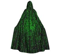 GDSHJKLW Halloween Hooded Cape For Adult Green Number Binary Full Length Cape Cloak Halloween Christmas Cosplay Costume For Men And Women