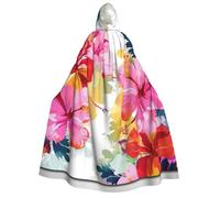 GDSHJKLW Halloween Hooded Cape For Adult Hawaiian Flower Print Full Length Cape Cloak Halloween Christmas Cosplay Costume For Men And Women