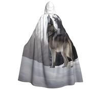 GDSHJKLW Halloween Hooded Cape For Adult Howling Wolf Full Length Cape Cloak Halloween Christmas Cosplay Costume For Men And Women