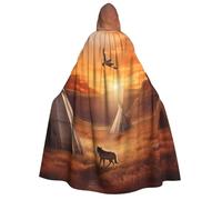 GDSHJKLW Halloween Hooded Cape For Adult Native American Tribes Full Length Cape Cloak Halloween Christmas Cosplay Costume For Men And Women