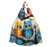 GDSHJKLW Halloween Hooded Cape For Adult Owls On Tree Branches Full Length Cape Cloak Halloween Christmas Cosplay Costume For Men And Women
