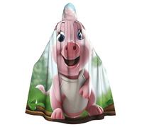 GDSHJKLW Halloween Hooded Cape For Adult Pink Little Pig Full Length Cape Cloak Halloween Christmas Cosplay Costume For Men And Women