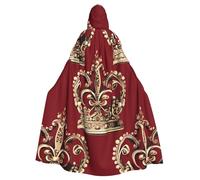 GDSHJKLW Halloween Hooded Cape For Adult Red Crown Full Length Cape Cloak Halloween Christmas Cosplay Costume For Men And Women