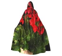 GDSHJKLW Halloween Hooded Cape For Adult Red Geraniums1 Full Length Cape Cloak Halloween Christmas Cosplay Costume For Men And Women
