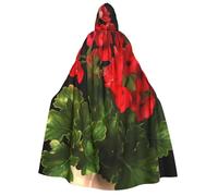GDSHJKLW Halloween Hooded Cape For Adult Red Geraniums1 Full Length Cape Cloak Halloween Christmas Cosplay Costume For Men And Women