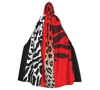 GDSHJKLW Halloween Hooded Cape For Adult Red Leopard And Zebra Animal Full Length Cape Cloak Halloween Christmas Cosplay Costume For Men And Women
