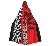 GDSHJKLW Halloween Hooded Cape For Adult Red Leopard And Zebra Animal Full Length Cape Cloak Halloween Christmas Cosplay Costume For Men And Women