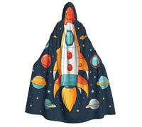 GDSHJKLW Halloween Hooded Cape For Adult Rocket Clipart Space Ship Full Length Cape Cloak Halloween Christmas Cosplay Costume For Men And Women