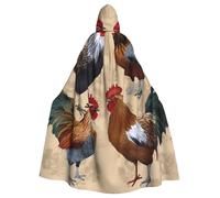 GDSHJKLW Halloween Hooded Cape For Adult Rooster And Chicken Print Full Length Cape Cloak Halloween Christmas Cosplay Costume For Men And Women