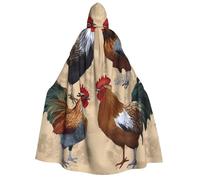 GDSHJKLW Halloween Hooded Cape For Adult Rooster And Chicken Print Full Length Cape Cloak Halloween Christmas Cosplay Costume For Men And Women
