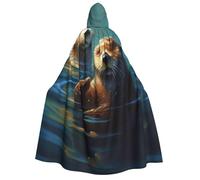 GDSHJKLW Halloween Hooded Cape For Adult Sea Otters Painting Full Length Cape Cloak Halloween Christmas Cosplay Costume For Men And Women