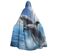 GDSHJKLW Halloween Hooded Cape For Adult Two Dolphins Full Length Cape Cloak Halloween Christmas Cosplay Costume For Men And Women