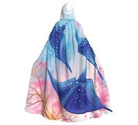 GDSHJKLW - Halloween Hooded Cloak Adult Sea Animal Stripe Cloak Full Length Cloak Halloween Christmas Cosplay Costume for Men Women