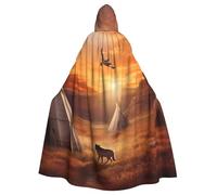 GDSHJKLW - Halloween Hooded Cloak for Adults and Native American Tribes Full Length Cloak Cloak Halloween Christmas Cosplay Cloak for Men Women
