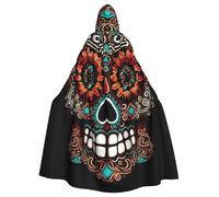 GDSHJKLW - Halloween Hooded Cloak for Adults, Day of the Dead Sugar Skull Cloak Full Length Cloak Halloween Christmas Cosplay Costume for Men and