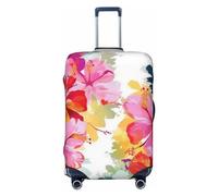 GDSHJKLW Hawaiian Flower Print Travel Luggage Cover Suitcase Protector Washable Elastic Suitcase Cover Anti-Scratch Luggage Protector Travel Suitcase Baggage Cover Fits 18-32 Inch Suitcase, Black, XL