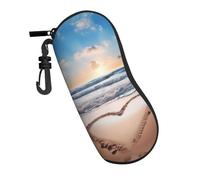 GDSHJKLW Heart Shape Romantic Beach Sunglasses Soft Case With Belt Clip,Ultra Light Neoprene Zipper Eyeglass Case Heart Shape Romantic Beach Soft Portable Travel Glasses Case For Men Women