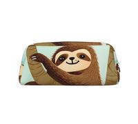 GDSHJKLW Hug Tree Sloth Leather Pencil Case Large Capacity Pen Pouch,Zipper Makeup Bag For Women Men Travel Toiletry Bags Waterproof Cosmetic Bag Wide-Open Coin Pouch Purse