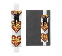 GDSHJKLW I Love Pizza Heart Elastic Band Pen Holder Detachable Pu Leather Pen Sleeve Pouch Journal Pencil Holder Pencil Case Office Supplies Gift For Hardcover Journals Notebooks Planners