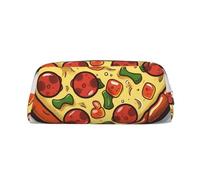 GDSHJKLW I Love Pizza Heart Leather Pencil Case Large Capacity Pen Pouch,Zipper Makeup Bag For Women Men Travel Toiletry Bags Waterproof Cosmetic Bag Wide-Open Coin Pouch Purse
