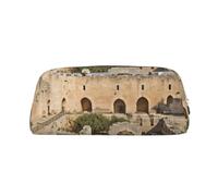 GDSHJKLW Israel At The Tower Of David Leather Pencil Case Large Capacity Pen Pouch,Zipper Makeup Bag For Women Men Travel Toiletry Bags Waterproof Cosmetic Bag Wide-Open Coin Pouch Purse