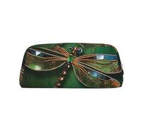 GDSHJKLW Jewel Dragonfly Leather Pencil Case Large Capacity Pen Pouch,Zipper Makeup Bag For Women Men Travel Toiletry Bags Waterproof Cosmetic Bag Wide-Open Coin Pouch Purse, Gold, One Size