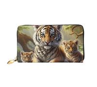 GDSHJKLW Jungle Tigers Cub Women Wallets Leather Zip Around Clutch Purses Waterproof Credit Card Holder With Phone Holder Ladies Travel Coin Purse
