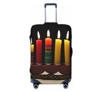 GDSHJKLW Kwanzaa Candles Travel Luggage Cover Suitcase Protector Washable Elastic Suitcase Cover Anti-Scratch Luggage Protector Travel Suitcase Baggage Cover Fits 18-32 Inch Suitcase, Black, S