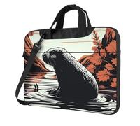 GDSHJKLW Laptop Shoulder Bag For Men Women,Waterproof Briefcase Messenger Bag Black Beaver Laptop Sleeve Bag W/Strap Handle, Black, 13 inch