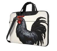 GDSHJKLW Laptop Shoulder Bag For Men Women,Waterproof Briefcase Messenger Bag Black Rooster Laptop Sleeve Bag W/Strap Handle, Black, 13 inch